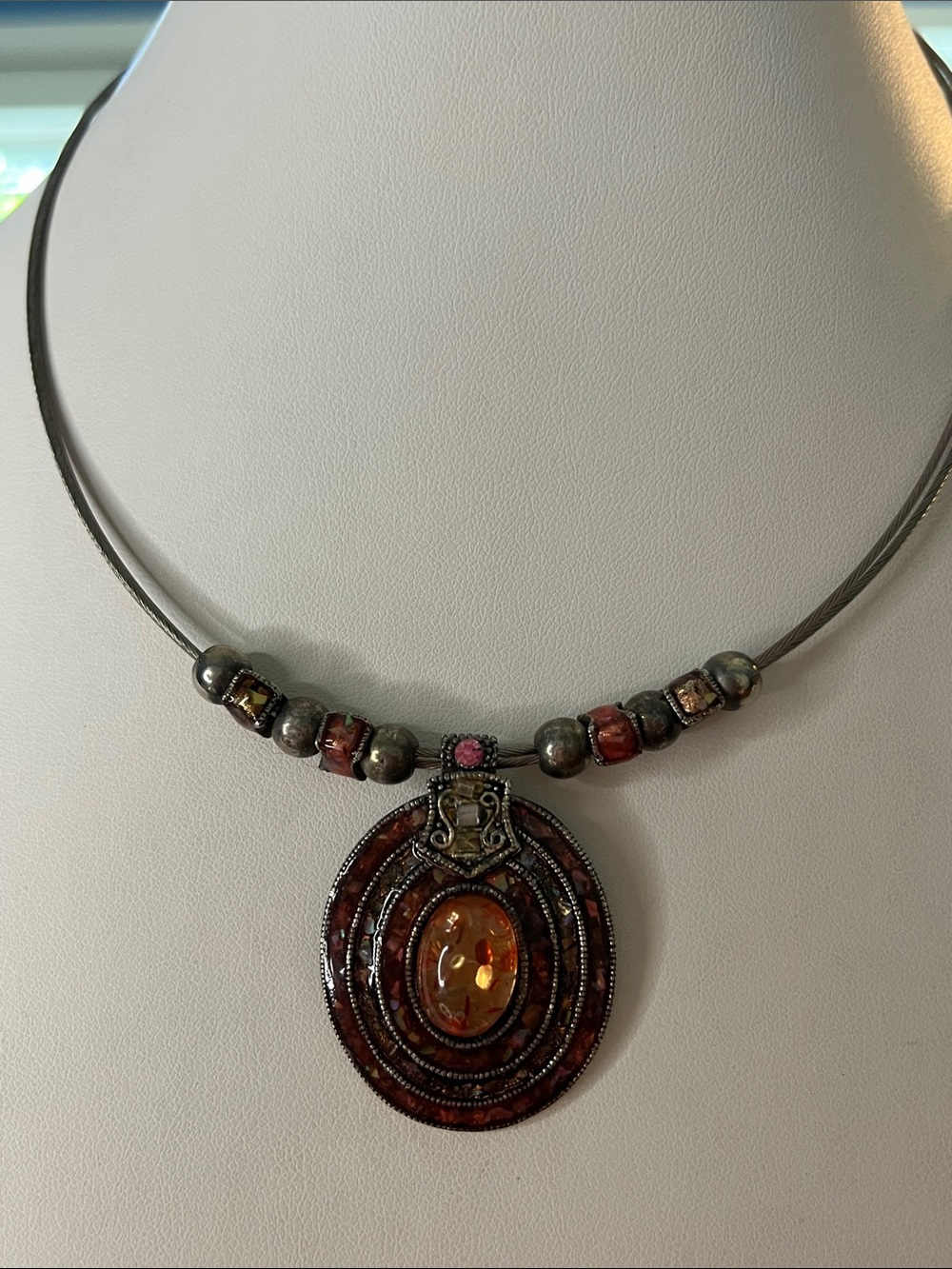 10/$10 Artisan Amber-Tone Oval Pendant Necklace - Women's Jewelry